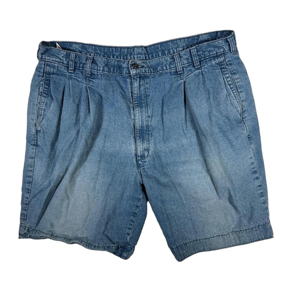 Dockers Pleated Denim‎ Jean Shorts Mens Size 37 Light Wash Relaxed Fit Blue